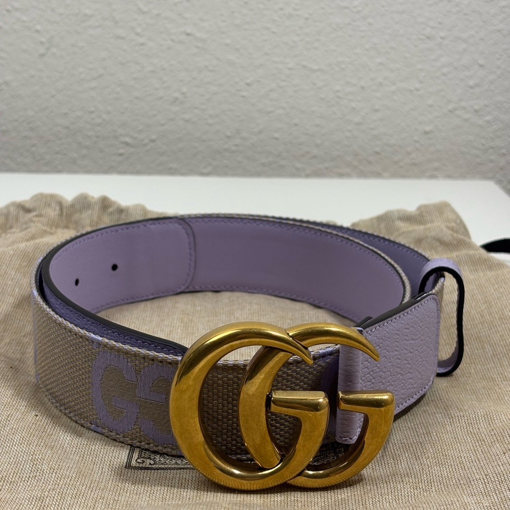 Gucci Women Size Marmont Jumbo GG Canvas Wide Belt